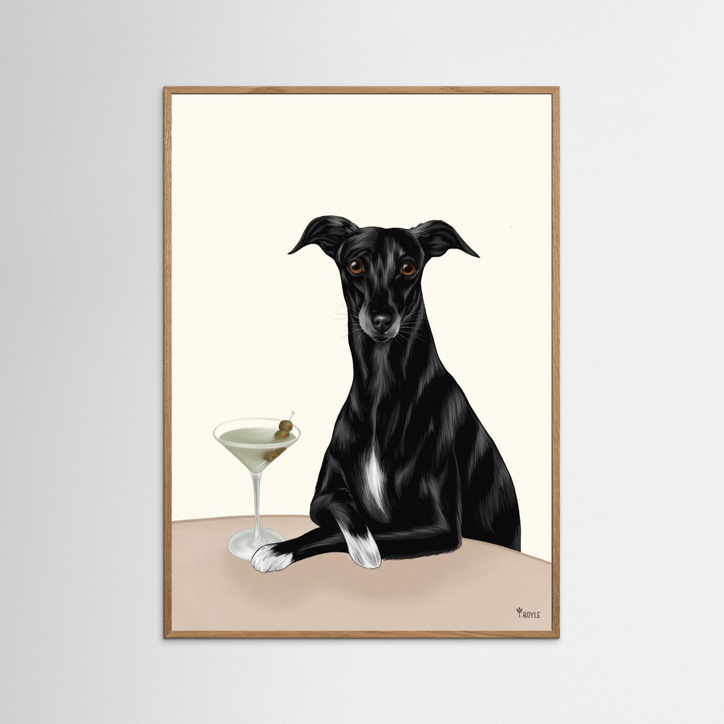 Classy Greyhound with Martini by Tara Royle
